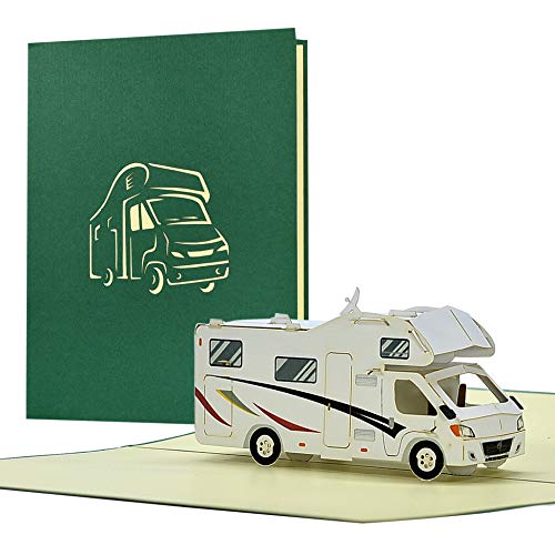 Tarjeta de cumpleaños con autocaravana Pop Up | Tarjeta de cumpleaños con caravana 3D como cupón de viaje | Vale de vacaciones | Tarjeta de felicitación de examen aprobado, H33
