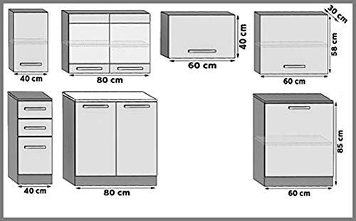 Tarraco Comercial Muebles de Cocina Completa Unica Blanco/Gris 240 cm