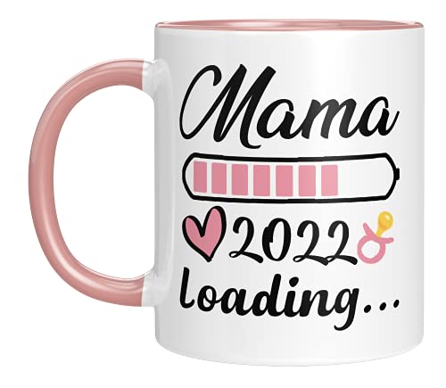 TassenTicker - Mama Loading 2022 - Impresión por ambos lados - Taza de café - Regalo - Mamá - Embarazo - Bebé - Taza de regalo (rosa)