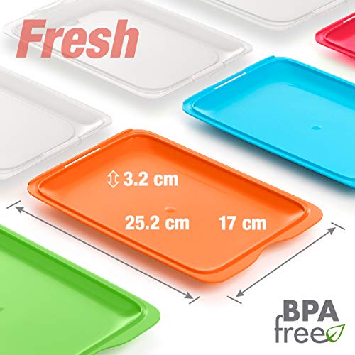 TATAY Lote de Porta Embutidos y Alimentos Fresh en Colores, medidas 17 x 3.2 x 25.2 cm (Azul, Naranja, Verde y Rosa)