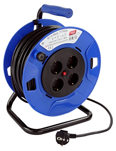 Tayg 777608 - Enrrollacable 4 bases, 250 V, 13 A, 3.000 W, Cable H05VV-F 3G1.5, 50 metros