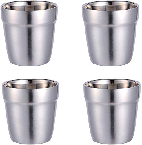 Taza de Acero Inoxidable - Vasos Copas de Metal Tumbler Apilables Premium,Taza de Café/Taza de Té/Vasos de Cerveza para Enfriar ideal para Viajes al Aire Libre, Camping y Todos Los Días（4 piezas）
