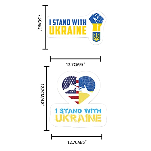 TeeFly 20 unidades de banderas de Ucrania I Stand with Ucrania pegatinas de bandera de Estados Unidos y Ucrania pegatinas para coche, moto, teléfono móvil, portátil