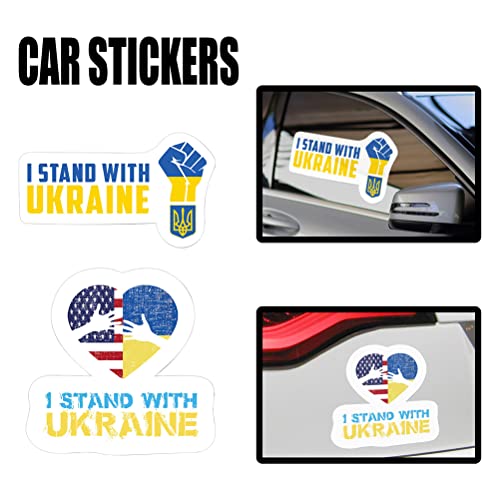 TeeFly 20 unidades de banderas de Ucrania I Stand with Ucrania pegatinas de bandera de Estados Unidos y Ucrania pegatinas para coche, moto, teléfono móvil, portátil