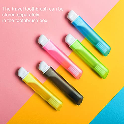 Teegxddy 5 cepillos de dientes de viaje con estuche para cepillos de dientes, cepillo de dientes de viaje portátil suave, cepillo de dientes plegable, adecuado para viajes familiares, camping escolar