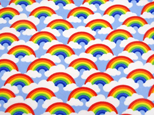 Tela de forro polar de arco iris, por metro, material polar, antipastillas, para costura, colchas, camas de mascotas, mantas de 150 cm de ancho (1 m)