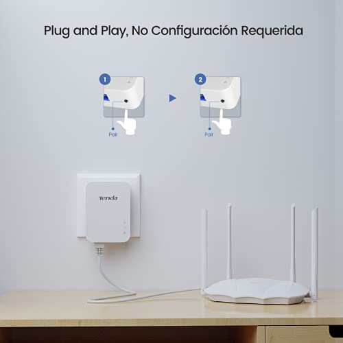 Tenda PH3 Adaptadores de Comunicación por Línea Eléctrica - PLC, Adaptador de Red Gigabit Powerline (1000Mbps, Ahorro de Energía, Plug y Play, 2 Piezas)