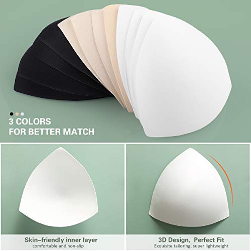 TENDYCOCO 6 pares de almohadillas para sujetador Inserciones de copas para sujetador Almohadillas para el pecho para trajes de baño Deportes Color de piel negro