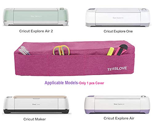 TESSLOVE Cubierta antipolvo para Cricut Explore Air & (Air2), Cricut Maker y Cricut Explore 1, con 3 bolsillos para accesorios de herramientas (1 funda solamente)