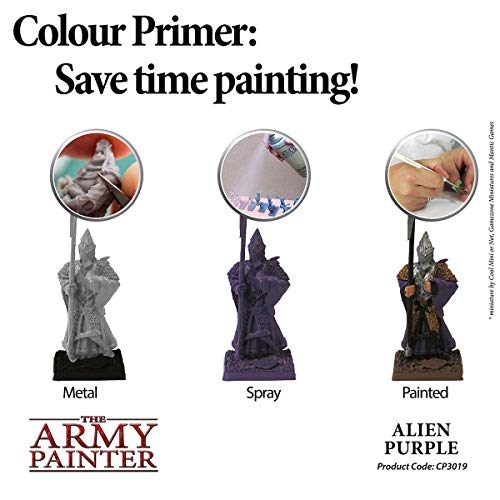 The Army Painter | Colour Primer |Alien Purple| 400 mL | Espray Acrílico | Base para Pintura de Modelos Miniatura | Lila Alienígena