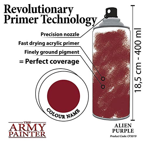 The Army Painter | Colour Primer |Alien Purple| 400 mL | Espray Acrílico | Base para Pintura de Modelos Miniatura | Lila Alienígena