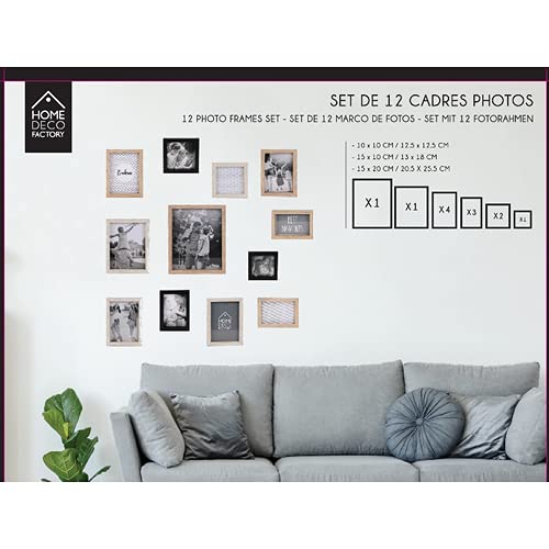 The Home Deco Factory HD4228 - Marco de fotos múltiple para 12 fotos (madera de densidad media, 22,5 x 2 x 27,5 cm)