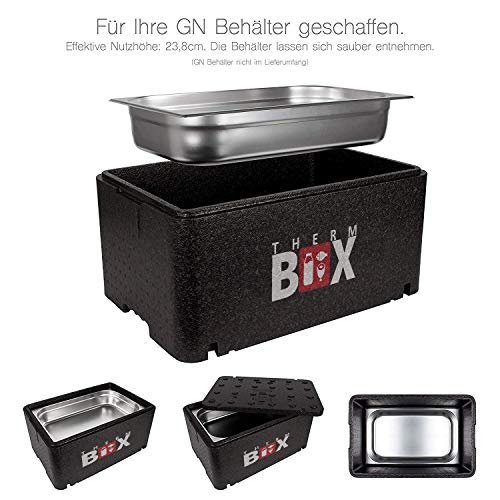 THERM-BOX Caja térmica contenedor grande GN 1/1 caja aislada de 46 litros caja térmica caja caliente caja fría caja de espuma de poliestireno en el interior: 54x34,5x24cm reutilizable