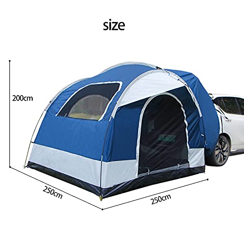 Tienda de campaña universal para SUV – Capacidad para dormir hasta 6 personas – Incluye Rainfly y bolsa de almacenamiento – 250 cm de ancho x 250 cm de largo x 200 cm de largo – gris y azul