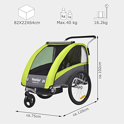 Tiggo Remolque de Bici para niños con Kit de Footing - BT603-D02 Verde