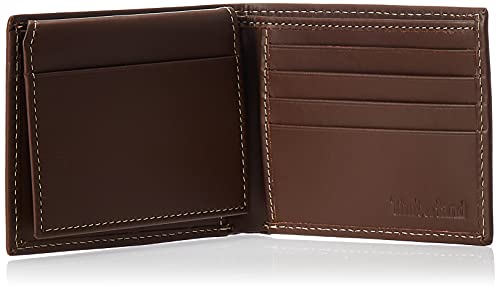 Timberland Men's Leather Wallet with Attached Flip Pocket, Brown Hunter, One Size