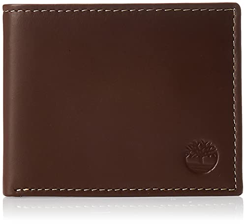 Timberland Men's Leather Wallet with Attached Flip Pocket, Brown Hunter, One Size