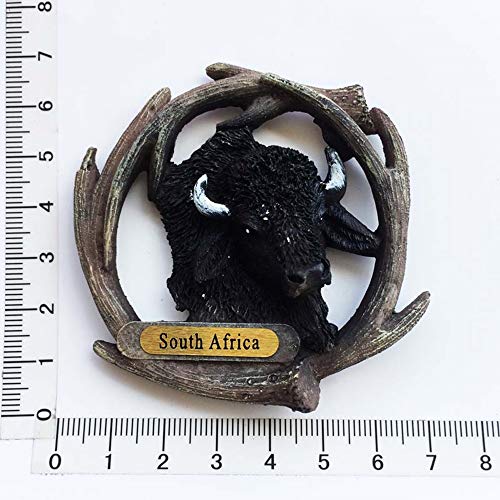 Time Traveler Go South Africa Wild Animal cabeza de bisonte 3D de resina imán para refrigerador, colección de regalo para decoración del hogar y la cocina, imán magnético para nevera