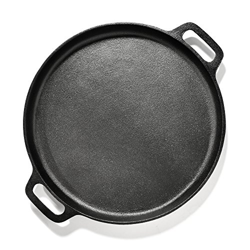 ToCi plancha lisa de 35 x 3 cm (ØxH) de hierro fundido, sartén para barbacoa y cocina, sartén universal redonda para freír y hornear en la parrilla