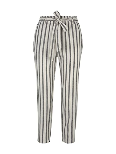 TOM TAILOR Denim 1025742 Tapered Paperbag Pantalones, 26830-Black Beige Stripe, XL para Mujer