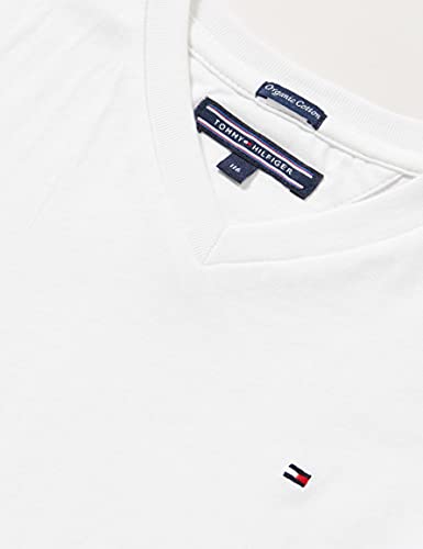 Tommy Hilfiger Boys Basic Vn Knit S/s Camiseta, Blanco (Bright White 123), 152 (Talla del Fabricante: 12) para Niños