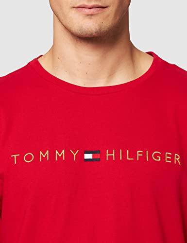 Tommy Hilfiger Cn LS tee Logo Dorado Camiseta de Pijama, Primary Red, M para Hombre
