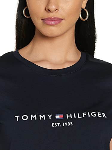 Tommy Hilfiger TH ESS Hilfiger C-NK REG tee SS Camiseta sin Mangas para bebés y niños pequeños, Desert Sky, L para Mujer