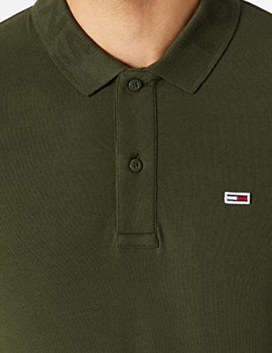 Tommy Jeans TJM Tonal Logo LS Polo Camisa, Dark Olive, S para Hombre