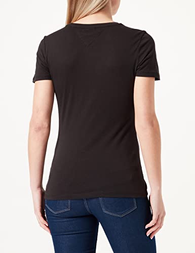 Tommy Jeans TJW Skinny Essential Logo 1 SS Camiseta, Black, M para Mujer