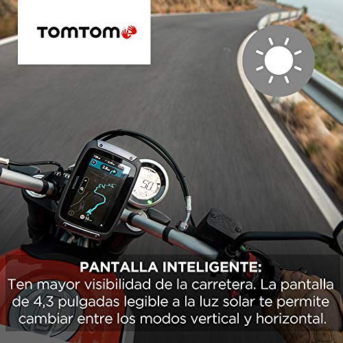 TomTom Rider 500 - GPS para motocicletas, 4.3 pulgadas con carreteras montañosas, actualizaciones mediante Wi-Fi, compatible Siri y Google Now, Traffic y Radares de tráfico, 49 mapas