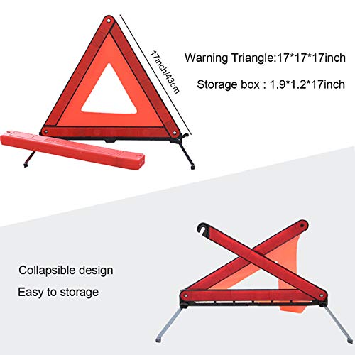 TourKing Kit de triángulo de Advertencia Kit de triángulo de Seguridad Plegable Kit de Emergencia para automóvil con triángulo de Advertencia y Chaleco Reflectante de Seguridad