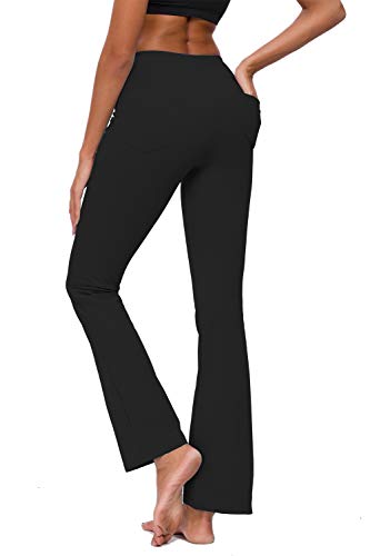TownCat Pantalones de chándal de Mujer Pantalones de Yoga Acampanados Pantalones de Fitness Pantalones de Yoga con Bolsillos (Negro, XXL)