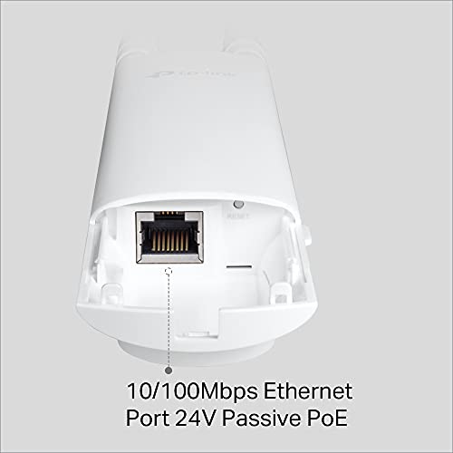 TP-Link EAP110-Outdoor - Punto de acceso inalámbrico N a 300mbps, para exteriores, Resistente al agua, Ideal para Wi-Fi de jardín, Gestión centralizada, PoE de soporte pasivo, Instalación flexible