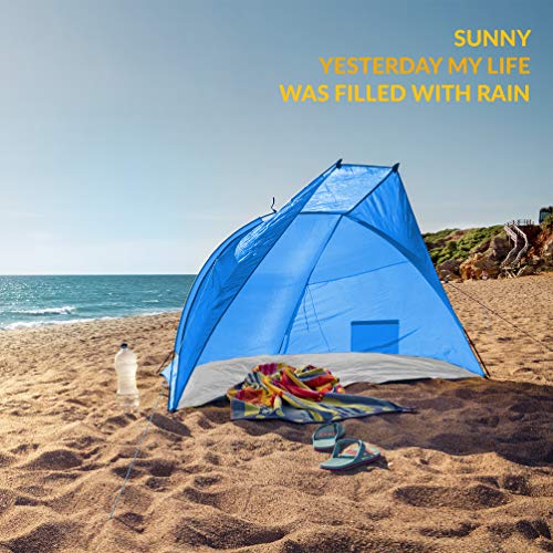TRESKO® Tienda de Playa Anti UV 50+ | Carpa de Refugio de Sol | Tienda de Campaña con Protección Solar Portátil y Plegable