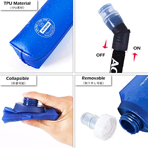 TRIWONDER Soft Flask TPU Botella de Hidratación Plegable Sin Fugas Bolsa para Mochila de Hidratación Cinturón Correr Ciclismo Maratón Senderismo (2 * 250ml - con Pajita * 2)