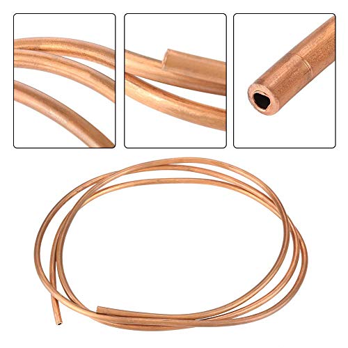 Tubo de cobre suave, Akozon Tubo de freno de cobre, 2M, T2 OD 6 mm x ID 4 mm, para tuberías de refrigeración para generadores, cables