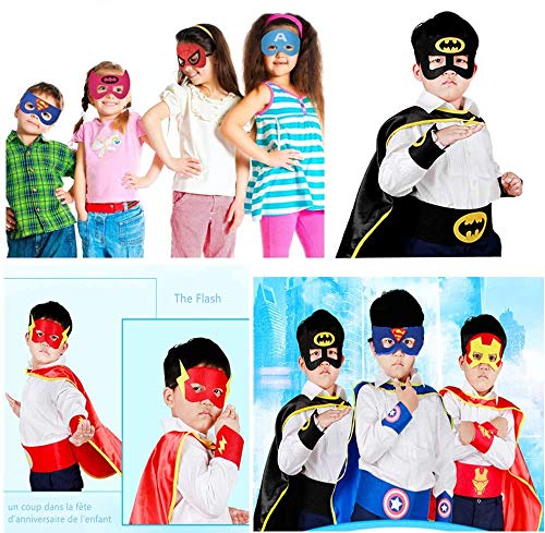 Tukcherry 9 Piezas Máscaras de Superhéroe, Máscaras de Fieltro Mitad Máscara de Cosplay con Cuerda Elástica Máscaras de Ojos para Niños Mayores de 3 años (1)