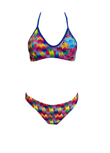 Turbo Power Surf and Flower Bragas de Bikini, Multicolor, Small para Mujer
