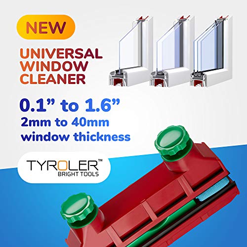 Tyroler Bright Tools - Limpiacristales Magnético The Glider D-4 - Limpiador de Ventanas para Interior y Exterior | Acristalamiento Simple, Doble o Triple 2-40 mm | Potencia de Imán Ajustable