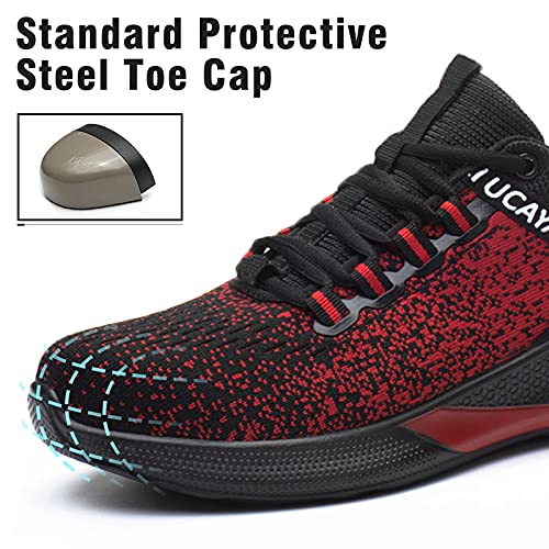UCAYALI Zapatillas de Seguridad Mujer Zapatos de Trabajo Clase de protección Rojo Talla 43