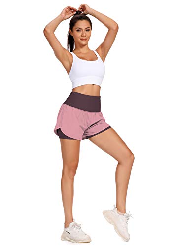 uideazone Cortos Deportivos 2-en-1 Transpirable,Pantalones Cortos Deportivos para Mujer, Pantalón Algodón para Deportes Yoga Casual Gimnasio Ejercicio Playa S-XL