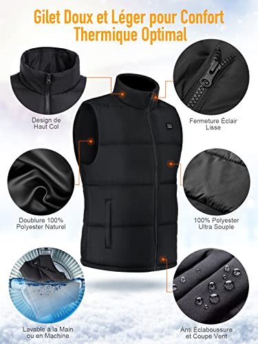 UNBON Chaqueta térmica para hombre y mujer con 4 zonas de calor y 3 modos de calentamiento, chaqueta de calor, abrigo de invierno ligero para moto, caza, senderismo, esquí,