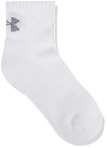 Under Armour Charged Cotton Qu. Youth Calcetines, Niños, Blanco (White/Stealth Gray 100), M
