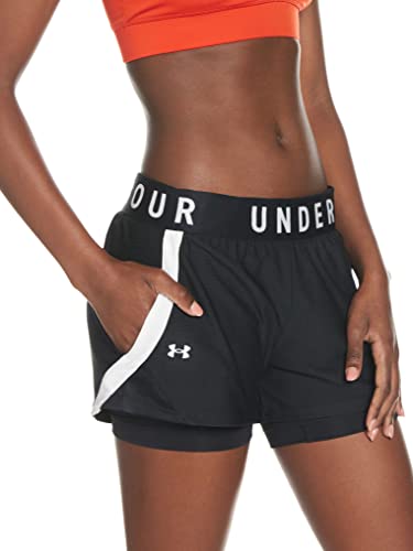 Under Armour Play Up 2-in-1 Shorts pantalón Corto, Mujer, Negro (Black/Black/White), XS