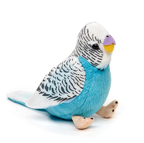 Uni-Toys - Periquito (Azul) con Voz Sonora - 12 cm (Altura) - Pájaro - Peluche de Peluche