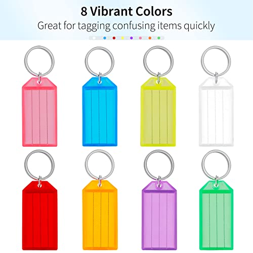 Uniclife 20 Paquete Plástica Resistente Clave Etiquetas con la Ventana de la Etiqueta Anillo Partido, Colores Surtidos