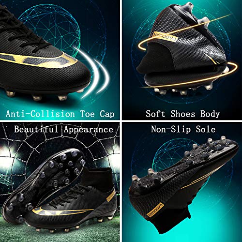 Unitysow Zapatos de Fútbol Hombre Spike Aire Libre Profesionales Atletismo Training Botas de Fútbol Zapatillas de Deporte,T2150 Negro,36 EU