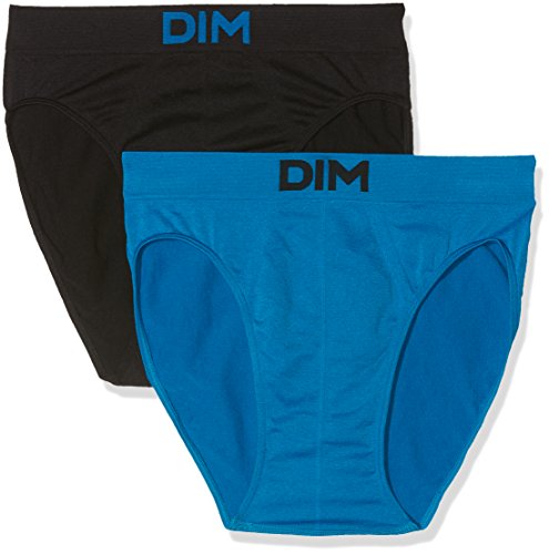Unno DIM Basic Sin Costuras Slip Pack x2 Dim Basic Calzoncillos, Multicolor (Azul Océanico/Negro), XXL (Talla del Fabricante:6) 2 para Hombre