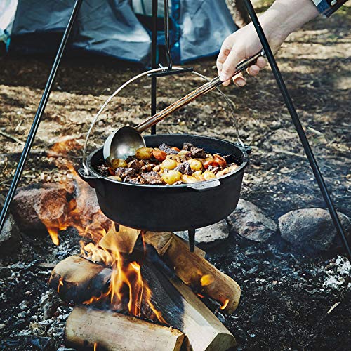 Uno Casa Olla de Hierro Fundido para Camping – Ollas Cocina con Tapa Curada 5,6 litros – Vajilla Camping – Accesorios Camping