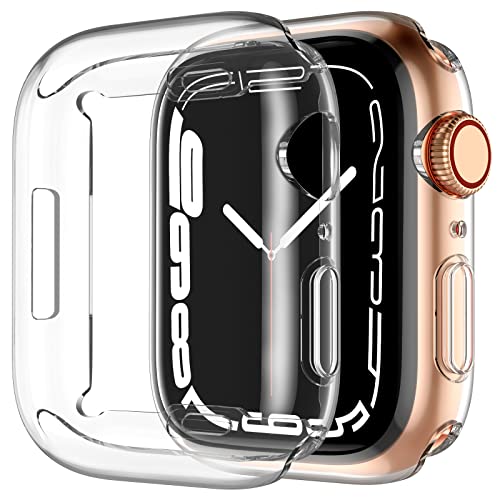 Upeak 2 Pack Funda Apple Watch Series 7 41mm, Protector de Pantalla Cover Case TPU Cobertura Completa Compatible con iwatch 7 41mm, Claro
